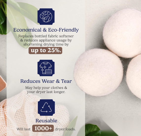 Velorandt® Natural Fabric Softener Laundry Wool Dryer Balls