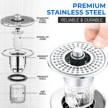 Velorandt® Stainless Steel Washing Basin Anti-Clogging Anti-odor Pop-up Drain Stopper & Hair Catcher